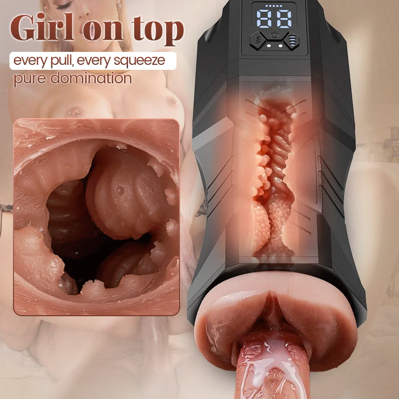 Captain Titan Masturbator Review: Deep Suction & Realistic Riding 6 Automatic masturbator with riding-style suction and squeezing system displayed through a transparent cutaway view.